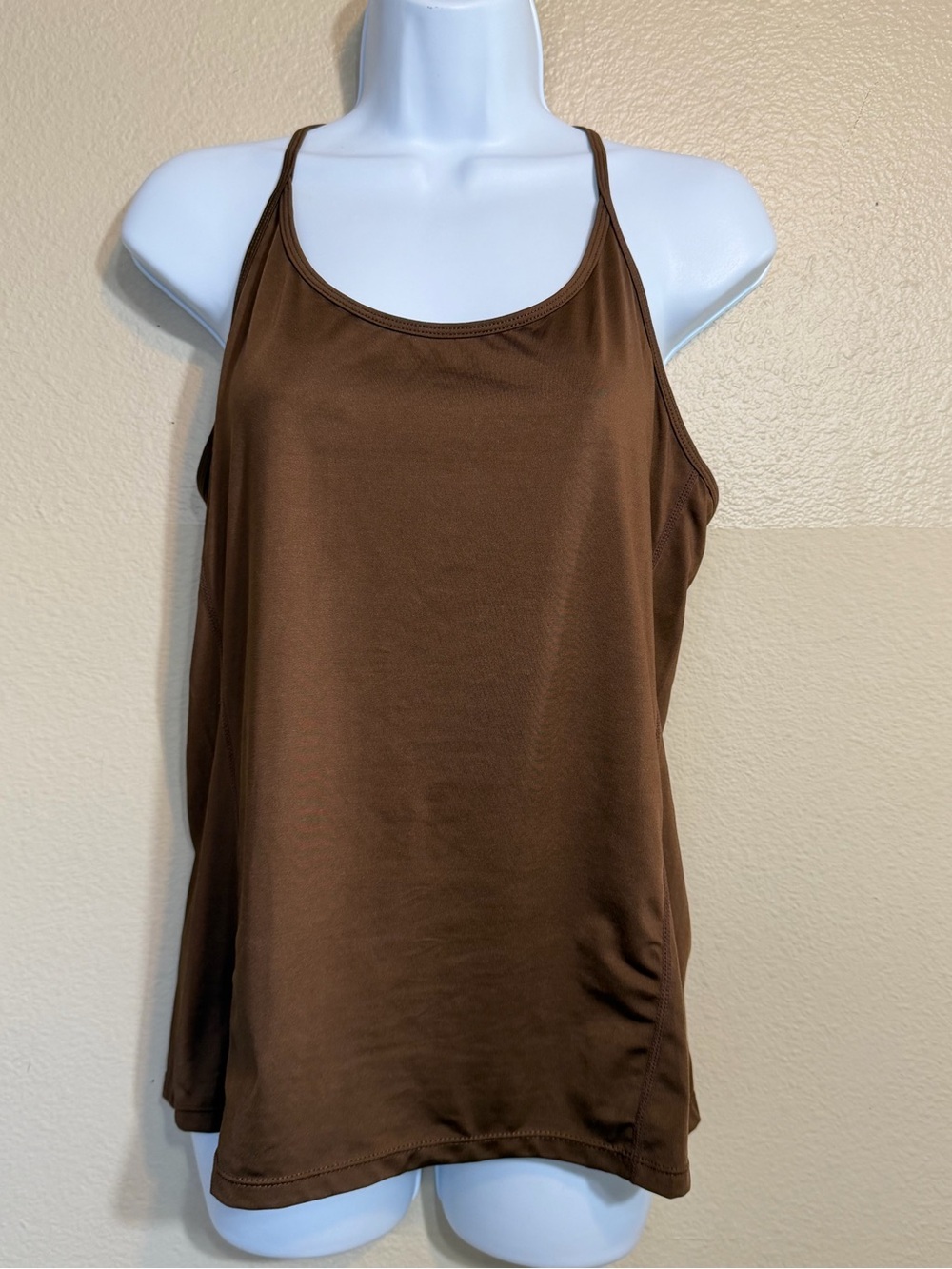 Neleus brown racer back tank top M